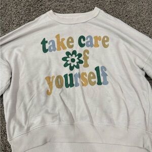 American Eagle Outfitters White Sweatshirt with Multicolor Text